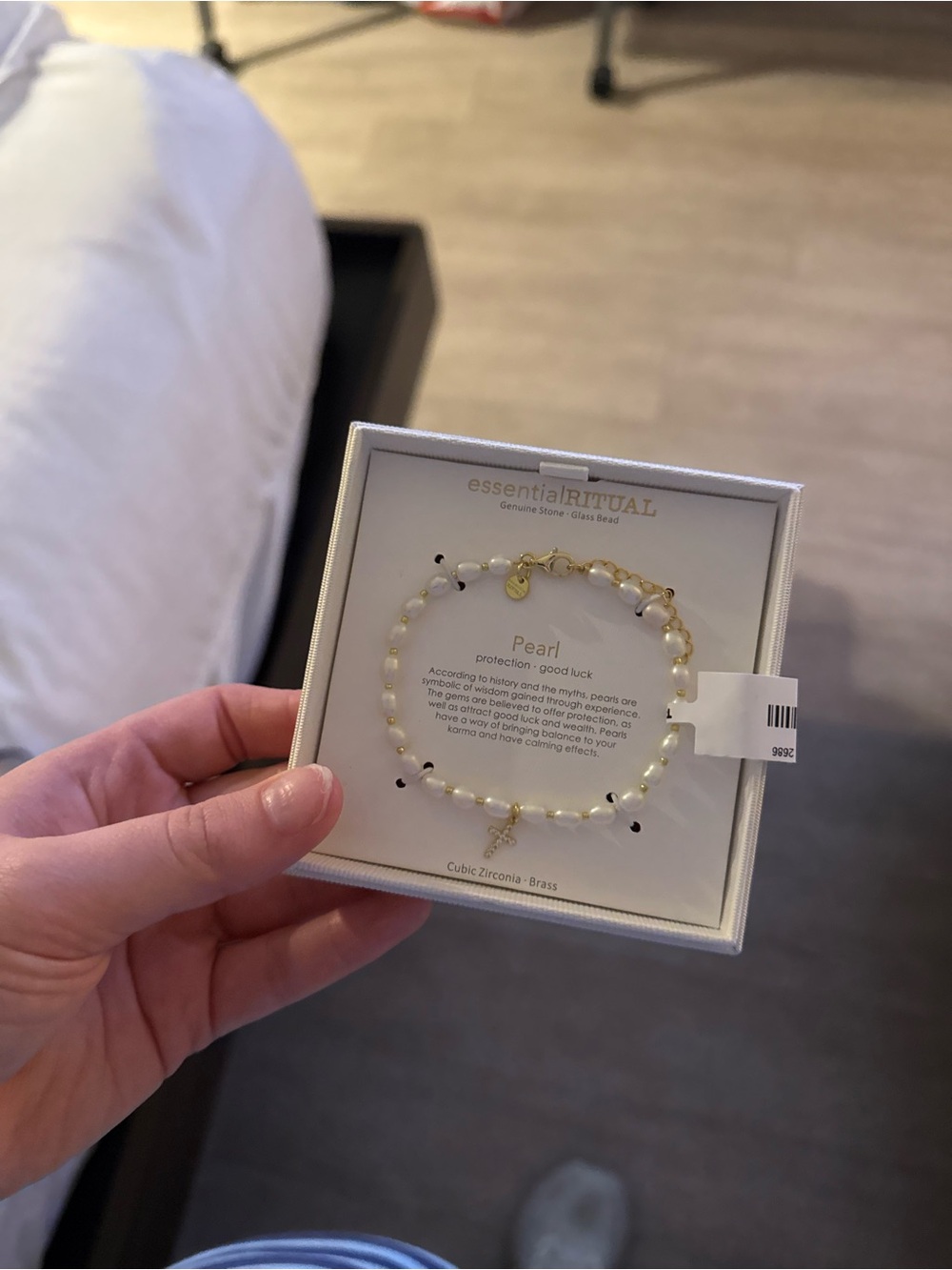 Pearl Beaded Bracelet White and Gold